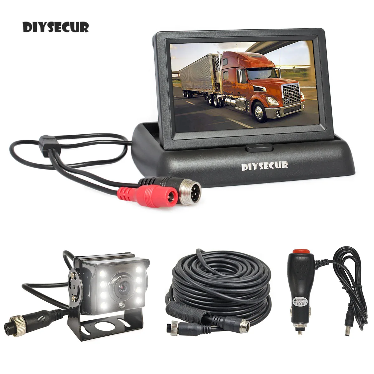 

DIYSECUR 4,3 "Обратный автомобильный монитор заднего вида Водонепроницаемый CCD светодиодный камера ночного видения для автобуса грузовика Беспл...