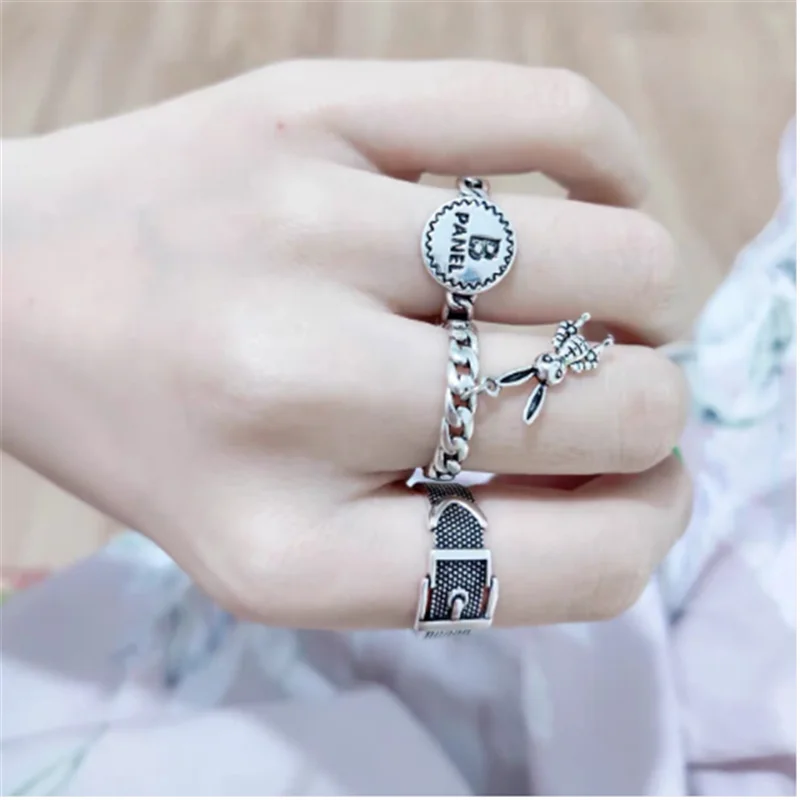 

Z & Versaille Vintage Ancient Silver Color Lucky Open Rings for Women Punk Hip Hop Adjustable Ring Fashion Jewelry Best Gift