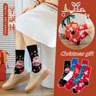 Носки хлопковые унисекс в стиле Харадзюку, милые смешные, с мультяшным рисунком оленя, Санта-Клауса, снеговика, печенья, для мужчин и женщин