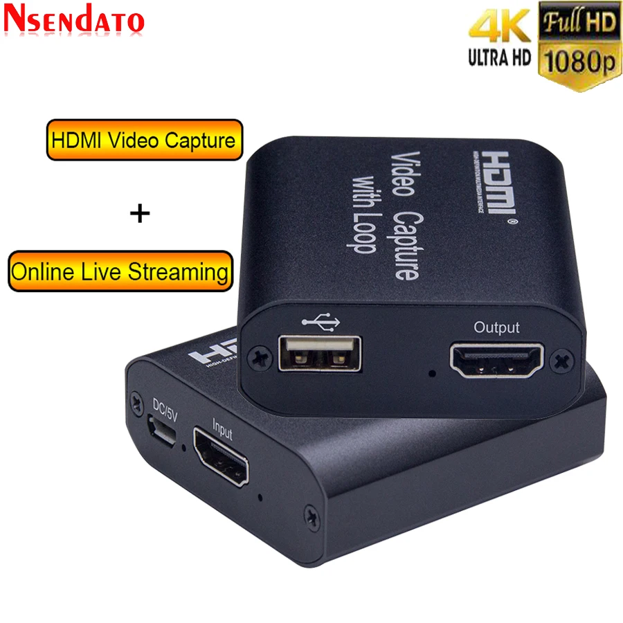 

4K 1080P HDMI к USB 2,0 USB HDMI Карта видеозахвата с циклической игровой записывающей коробкой для ПК OBS