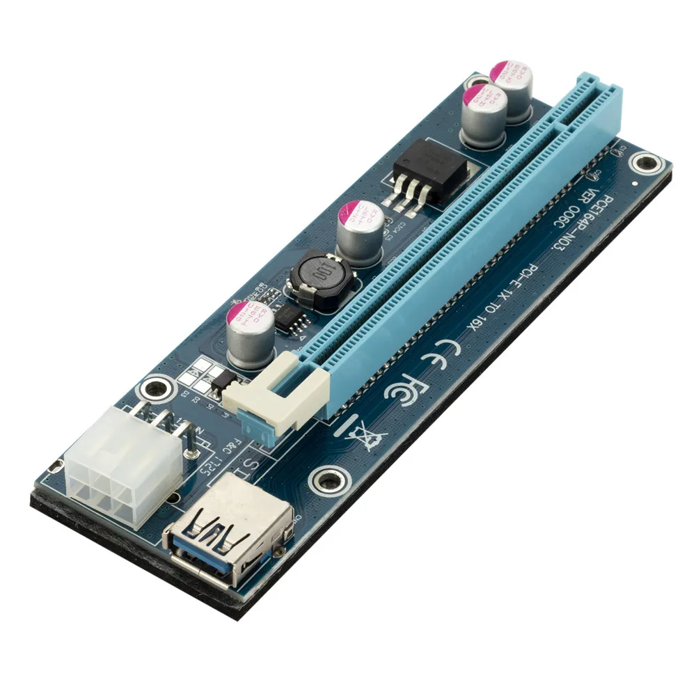 Кабель питания Kebidu SATA 15pin-4pin/6pin VER006 PCI-E 1X до 16X карта расширения 60 см USB 3 0