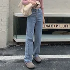 2021 Повседневная однобортная широкие джинсы для женщин 2021 весенние джинсы с высокой талией, Модные свободные женские длинные джинсы штаны