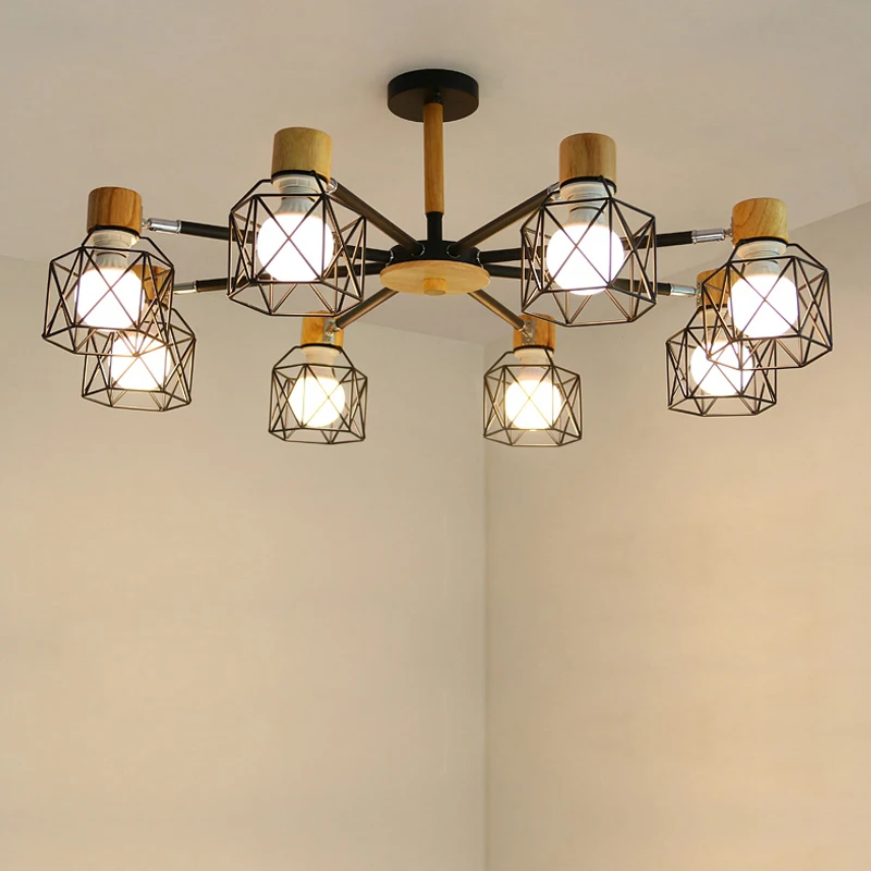

Vintage industrial chandeliers Loft Spider Lustre wood chandelier lighting For Living Room Bedroom Kitchen suspension light