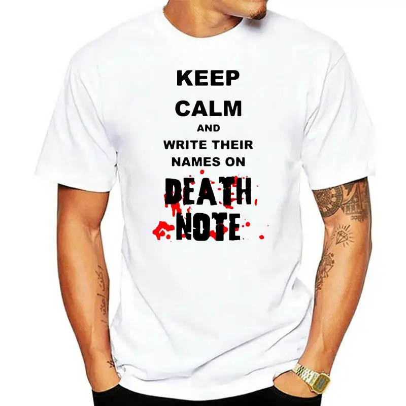 

Сохраняйте спокойствие и запишите свои имена на деатnote, вдохновленная принтом Мужская футболка, мультяшная футболка, Мужская Унисекс Новая...
