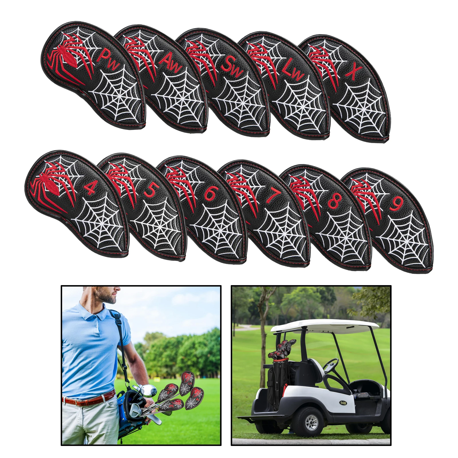 

11PCS/Set Golf Iron Head Covers with Leather Hybrid Club Headcovers Colorful