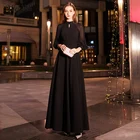 Женское длинное вечернее платье Wei yin, черное элегантное трапециевидное платье с высоким воротником и длинными рукавами, праздвечерние чный лиф, WY1242, 2022