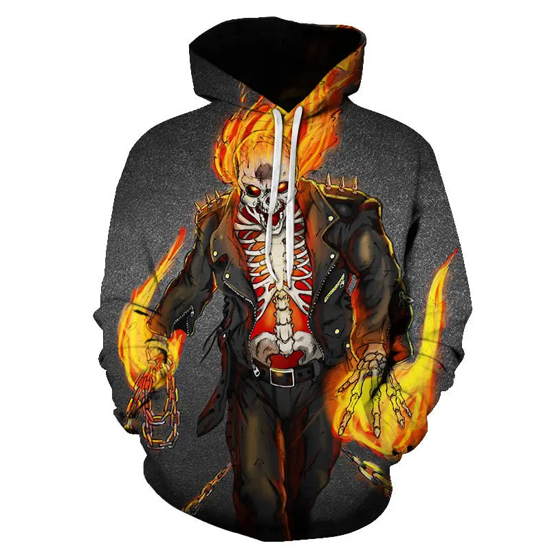 Модная новинка 2020 мужская толстовка с 3D Цифровым принтом черепа Толстовка на