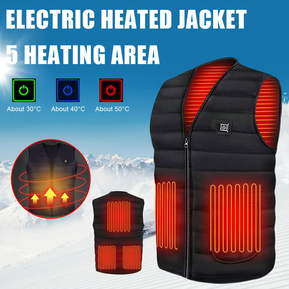 New 5 Areas Heated Jackets USB Men's Women's Car Repair Wearing Equipment Winter Electric Heating Flexible Thermal Warm Jacket