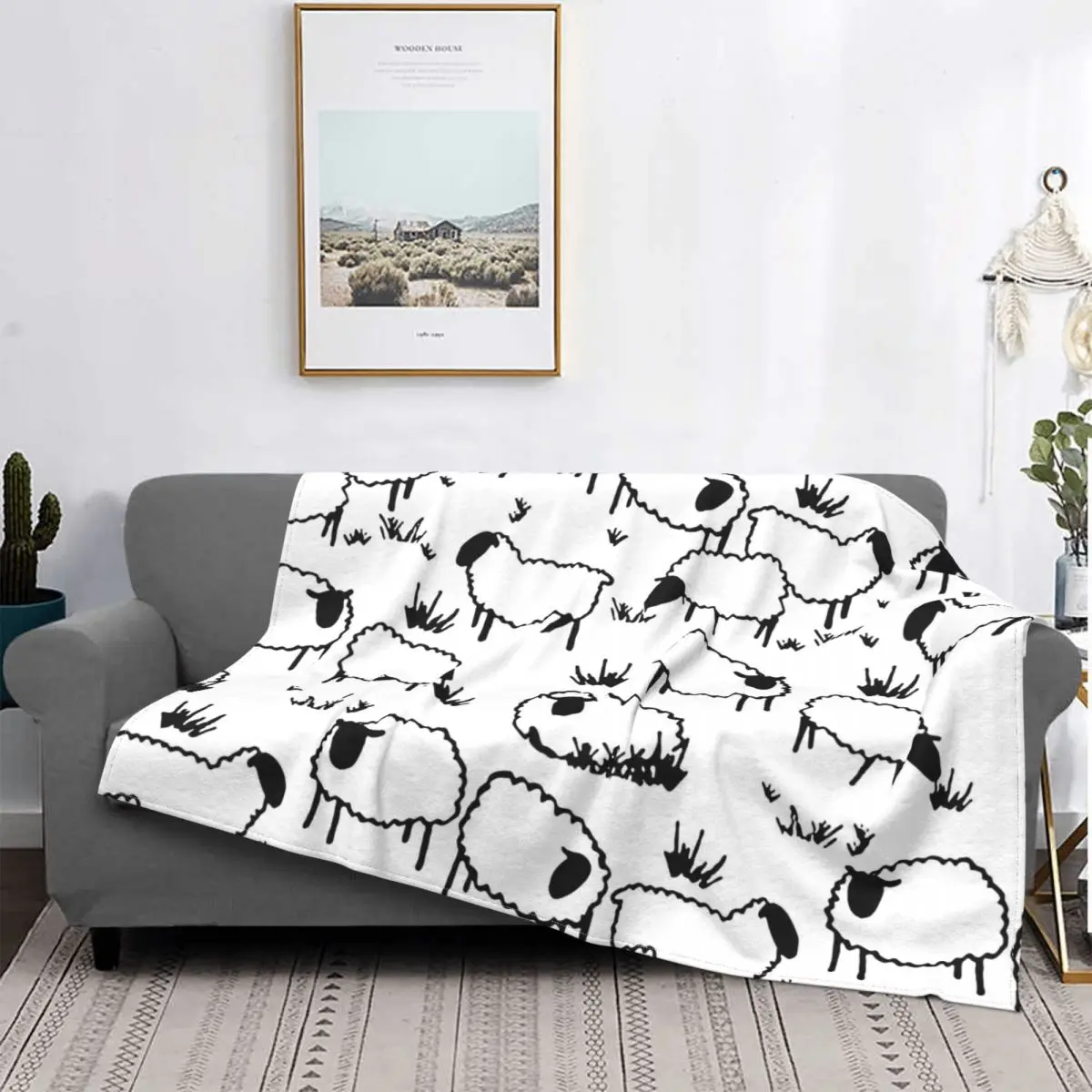 

Sheep Pattern Blankets Flannel Decoration Animal Cute Multi-function Super Soft Throw Blanket for Bed Outdoor Bedding Throws