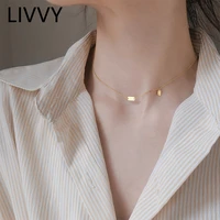 livvy trendy simple necklace pendant lucky letters round jewelry female simple clavicle chain elegant temperament gift