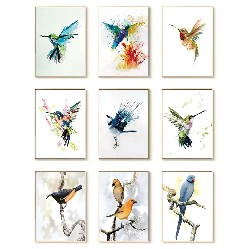 

Modern Canvas Posters Color Flying Bird Picture Art Painting Nordic Wall Art Decor Print Picture for Living Home Room Decoration