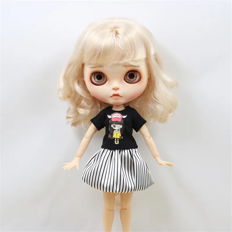 DBS Blyth icy 1/6 BJD 30cm doll black shirt satripe bubble skirt toy licca body girl gift | Игрушки и хобби
