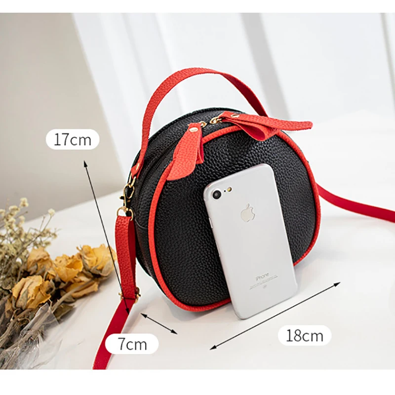Cute Cherry Small Round Shoulder Bag Women 2019 Embossed Leather Crossbody bag Female Mini Black Messenger for Ladies Girls #15 | Багаж и