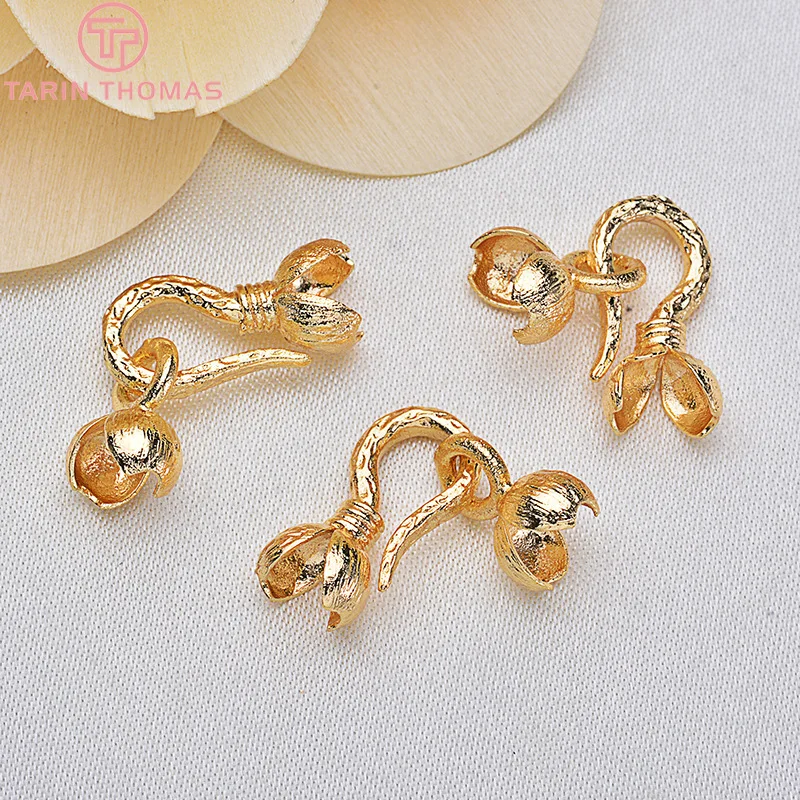 

(1806) 4PCS 23x6MM 24K Gold Color Plated Brass Bracelet Beads Caps Connector High Quality DIY Jewelry Making Findings