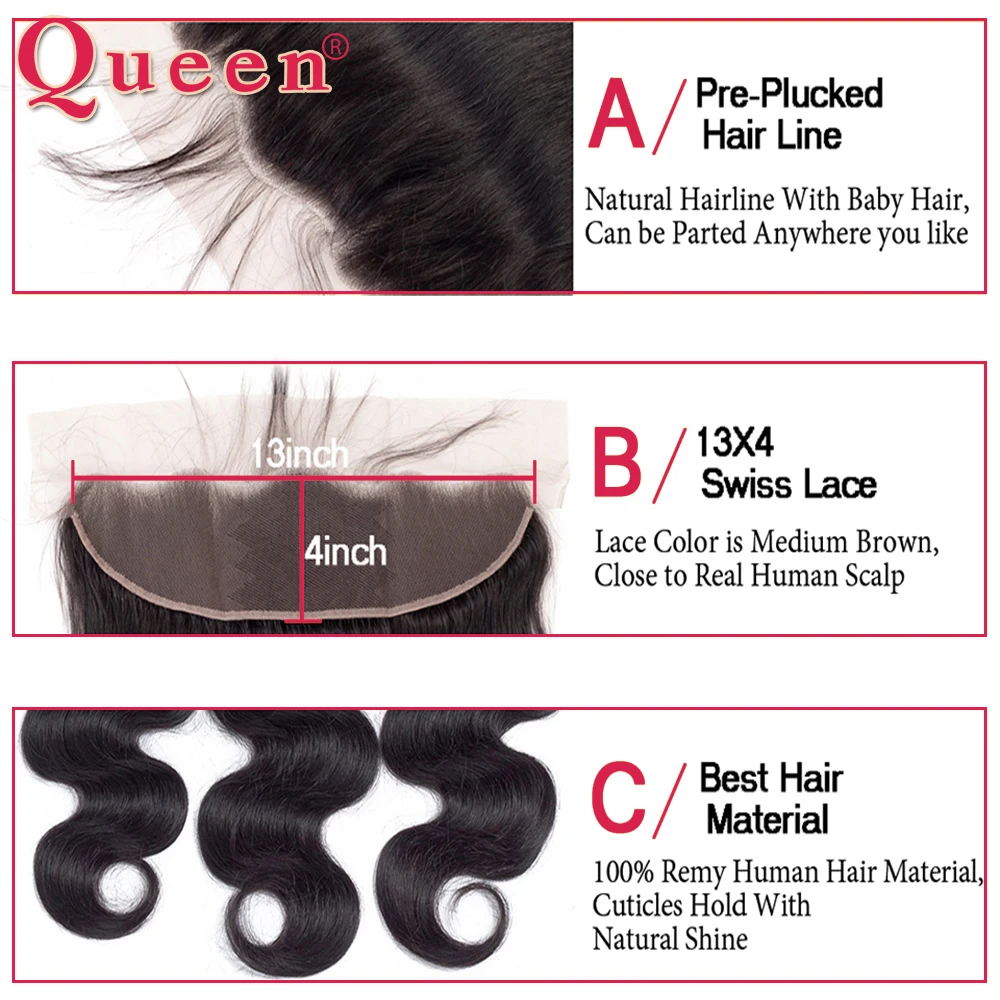 Товары Queen Hair перуанские волнистые волосы с фронтальной застежкой 100% натуральные