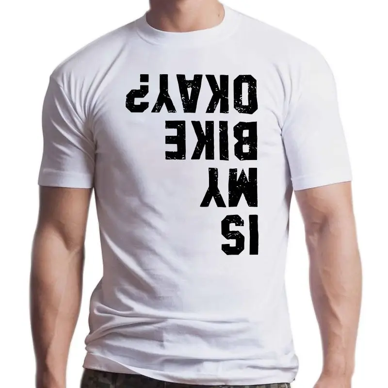 

Забавная футболка с надписью «New Is My Bike OK» для езды на велосипеде, езды на мотоцикле, велосипеде, BMX, байкерские футболки, мужская стильная оде...