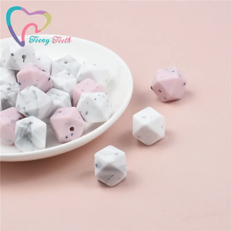 10 PCS Marble&ampGritty Colors Hexagon 14-17 MM Beads Teething Silicone Food Grade Jewelry For Baby Safty Toys | Украшения и