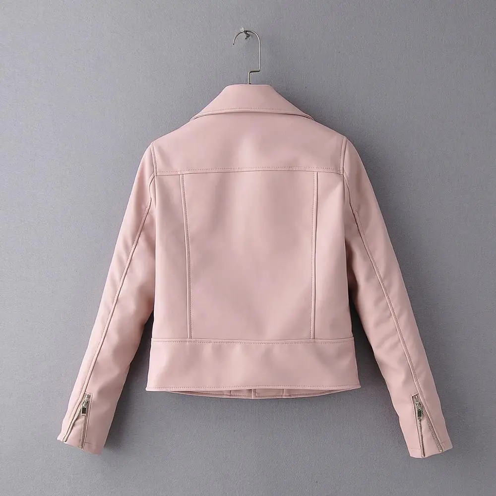 New Arrival 2020 brand Winter Autumn Motorcycle leather jackets pink jacket women coat slim PU Leather | Женская одежда
