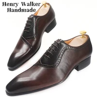 elegant men oxfords formal shoes lace up pointed man shoe black brown men dress shoes office business wedding leather shoes men