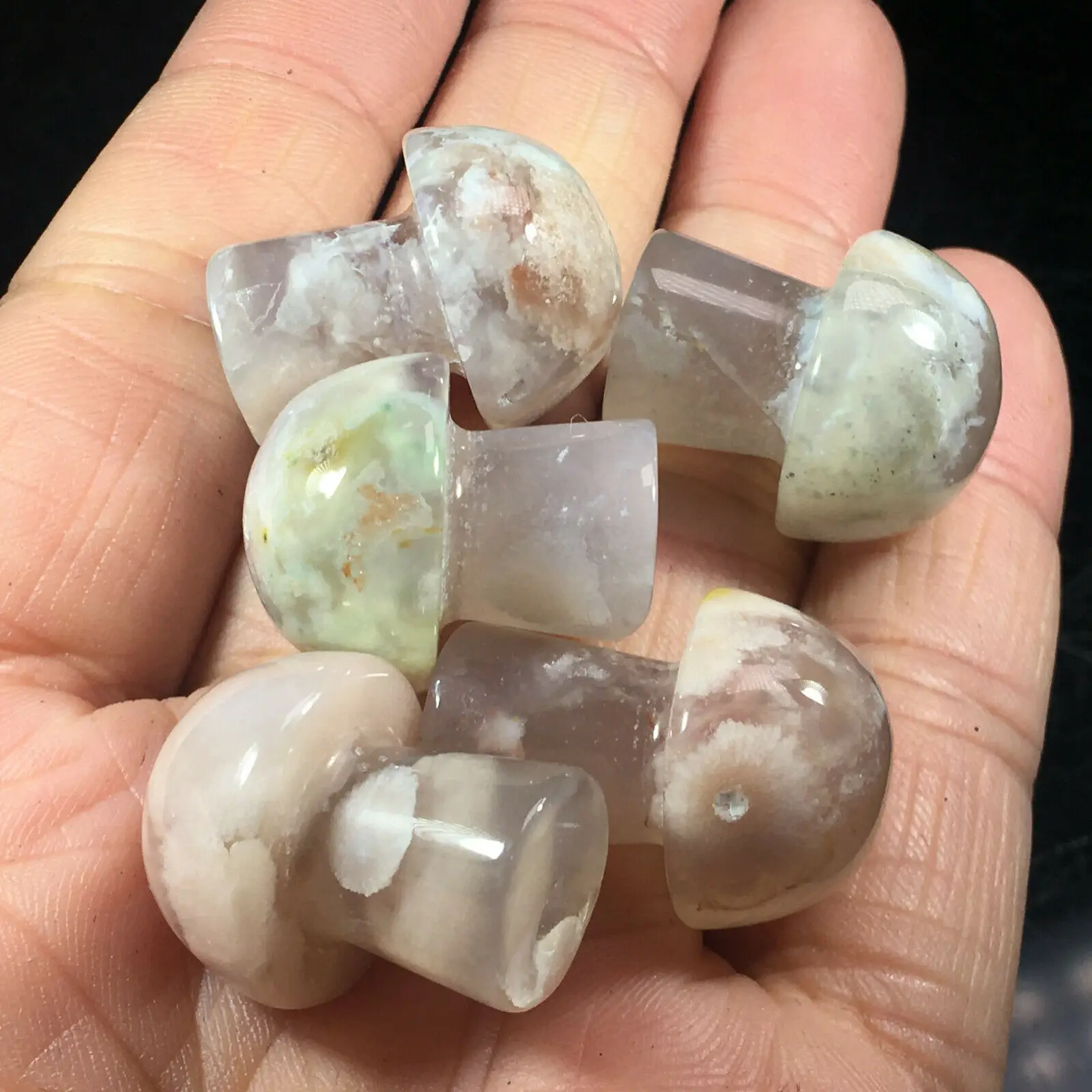 

5pc Natural sakura agate mushroom crystal hand-polished reiki healing