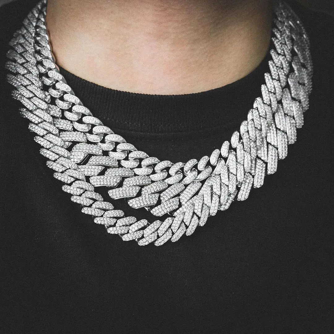 Мужская цепочка в стиле хип-хоп сверкающая с полным покрытием Rhinstones модное