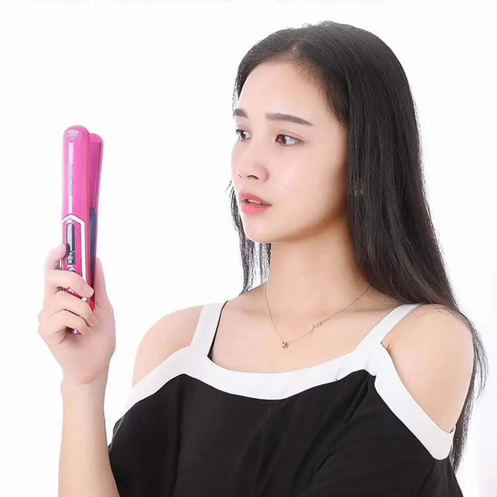 

Auto Rotating Ceramic Hair Curler wireless USB charging hair straightener mini electric curl straight dual use with charger