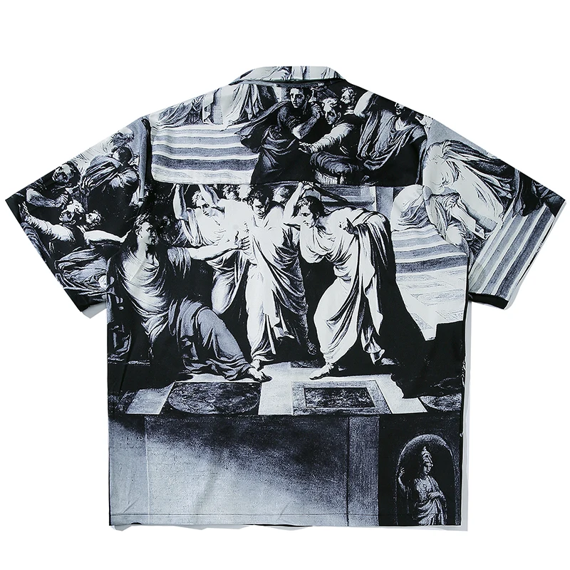 Рубашка мужская с принтом масла Повседневная Хип-хоп рубашка в римском стиле
