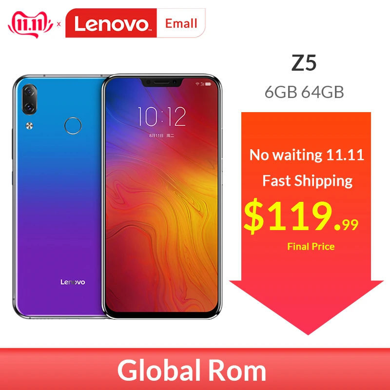 Lenovo Z5 L78011 смартфон с восьмиядерным процессором Snapdragon 636 6 2-дюймовый IPS экран 16 МП AI