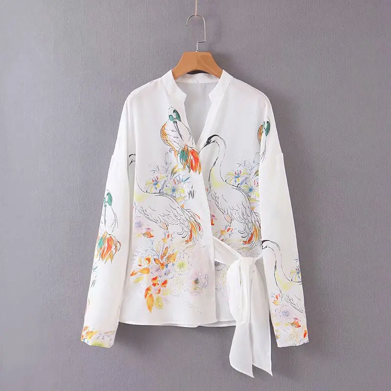 Женская летняя Модная белая блузка Za с животным принтом шикарный женский