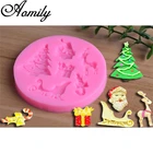 Amoliy Elk Santa Fondant торт Рождественская силиконовая форма для шоколадной выпечки инструменты для выпечки тортов мыло ручной работы