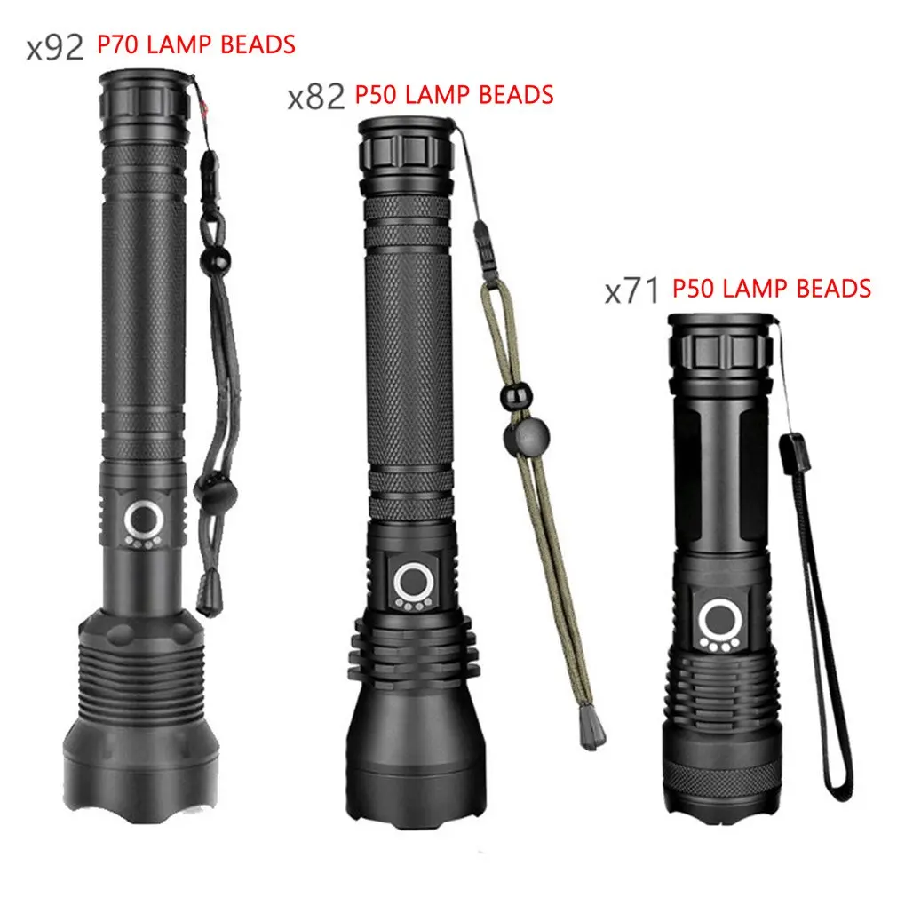 

Tactical Flashlight With Latest Powerful Glare P50 High Power Led Aluminum Flashlight P70 Usb Rechargeable Outdoor Flashlight