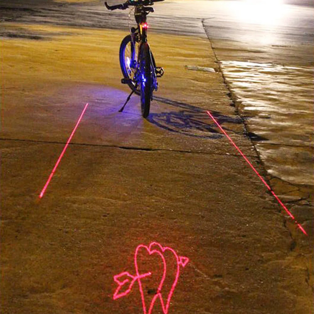 Светодиодный задний фонарь для велосипеда 2 Laser + 5 светодиодный MTB Предупреждение