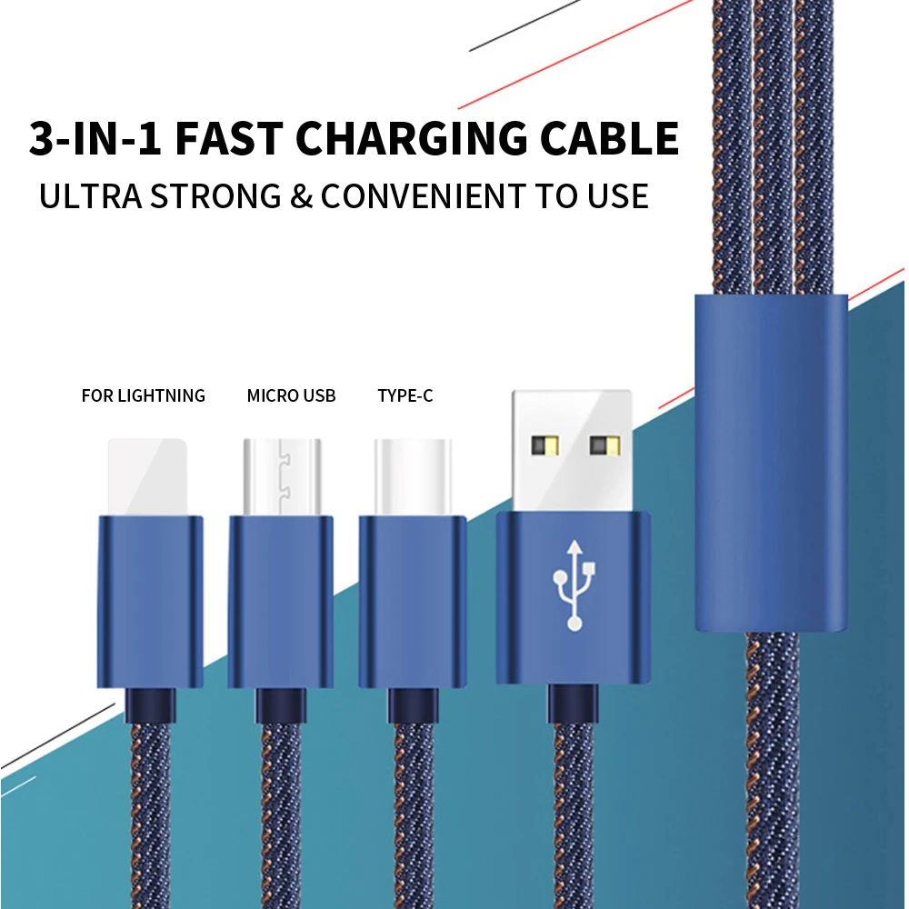 VOXLINK USB кабель 3 в 1 для iPhone XS Max XR X 8 7 зарядное устройство Micro USB кабель для Android USB TypeC для samsung S9 S8 телефонные кабели