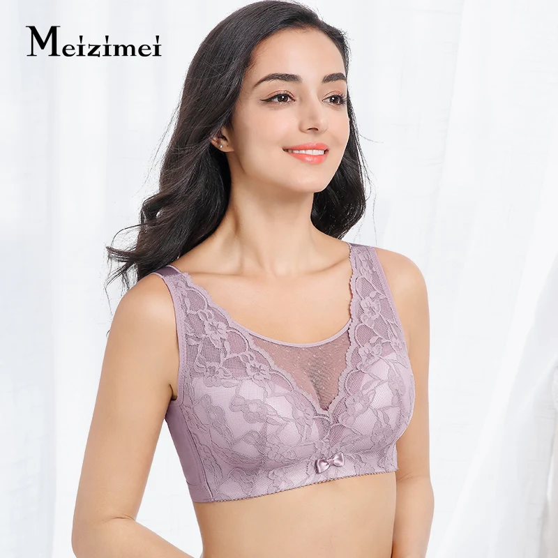 Meizimei, сексуальное кружевное нижнее белье, бюстгальтер без косточек, бюстгальтер с полной чашкой размера плюс, бюстгальтеры для женщин, 36, 38, 40, BCD, топ, bh, беспроводное нижнее белье