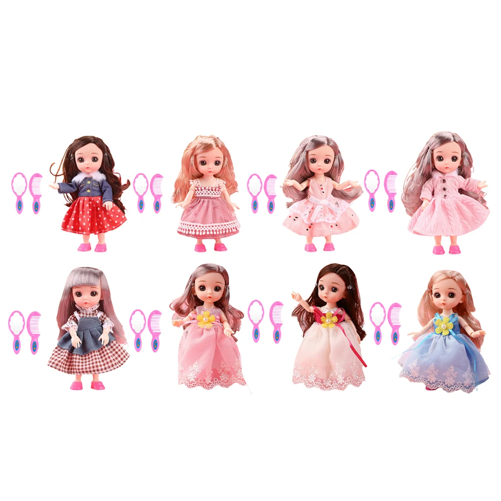 

Mini 13 Joints 1/8 Baby Doll Long Hair Dress Up For Toy Girls Gift Accs