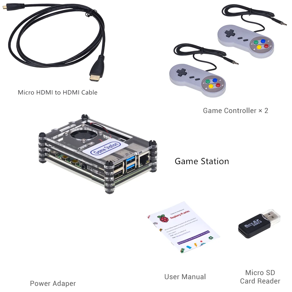 Online Retropie Emulation Station Spiel Station - Raspberry Pi 4B 4G Ram Version 128G 10000 + Spiele Vorinstalliert Mit 2 USB Gamepads