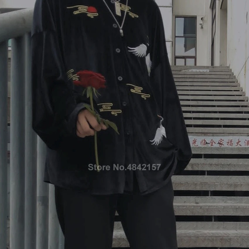 Женская куртка кимоно с вышивкой журавлей в японском стиле|Одежда Азии и