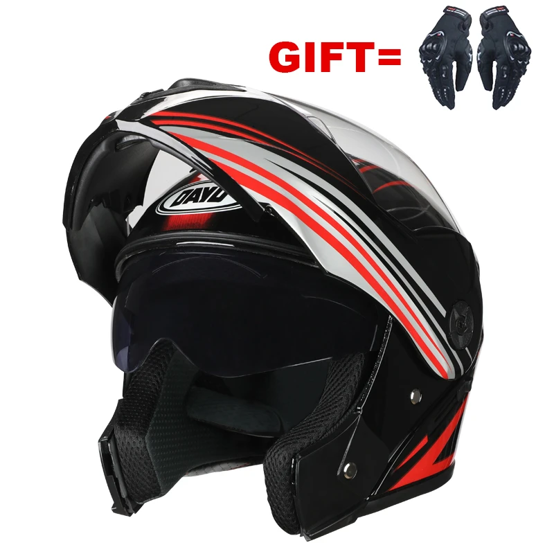

Мотоциклетные шлемы с двойным козырьком, модульные гоночные шлемы для мотокросса на все лицо, из углеродного волокна, Helf, защитный шлем
