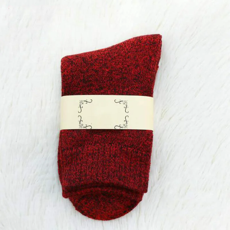 wine red Зимние носки для девочек утепленные Термальность шерстяные носки женские тапки кашемир зимние сапоги выше колен; эластичная женская обувь плотные махровые тапочки носки для сна - Цвет: wine red