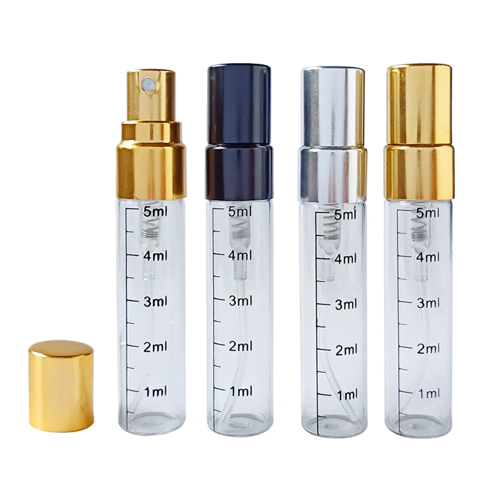 

5pcs/lot 5ml Glass Bottle With Scale, Empty Perfume Atomizer Spray Bottles Portable Travel Cosmetic Container