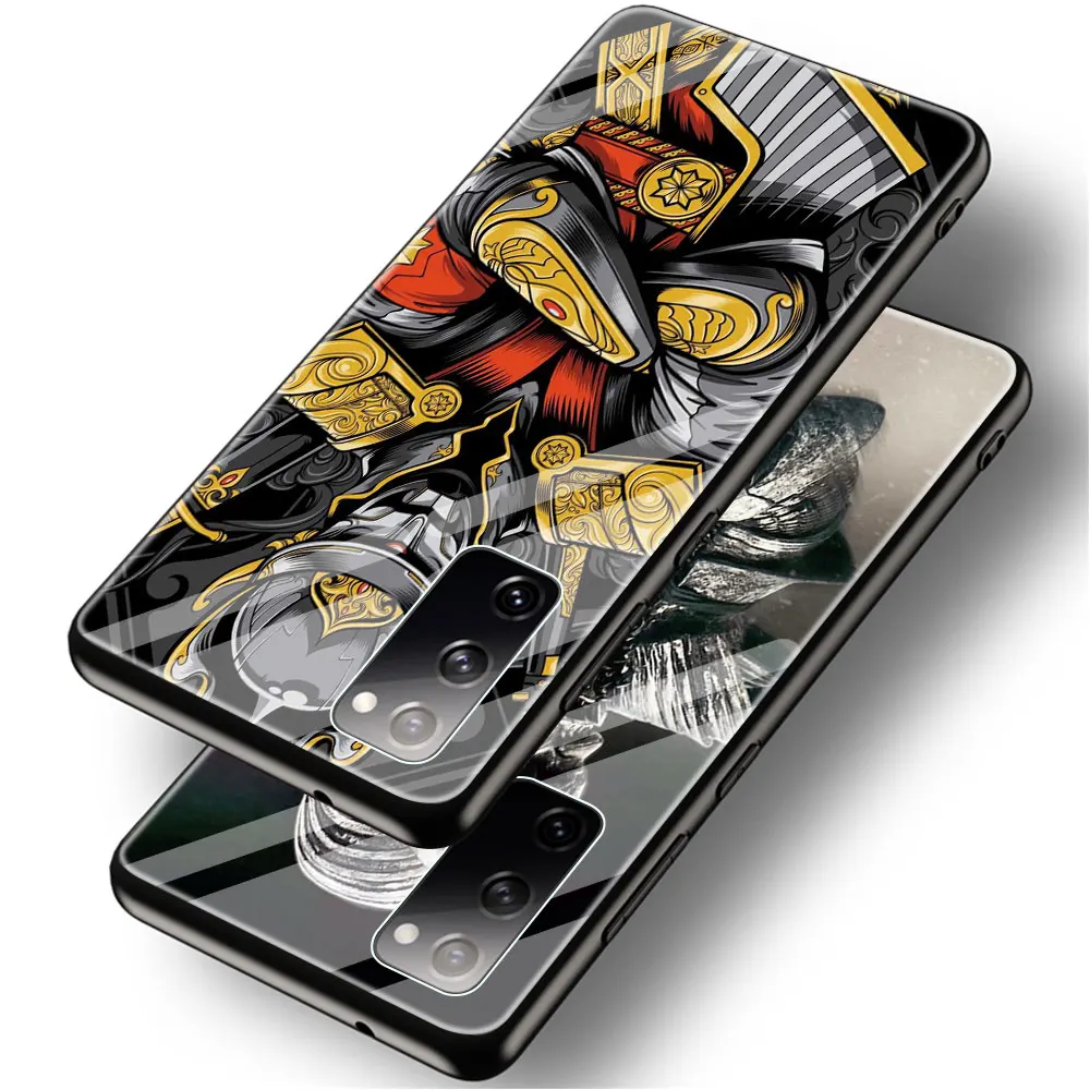 Японский чехол для телефона из закаленного стекла Samurai для Samsung Galaxy S21 S20 FE S10 Note 10 20 Ultra 5G 9 S9 Plus S10e Cover Capa