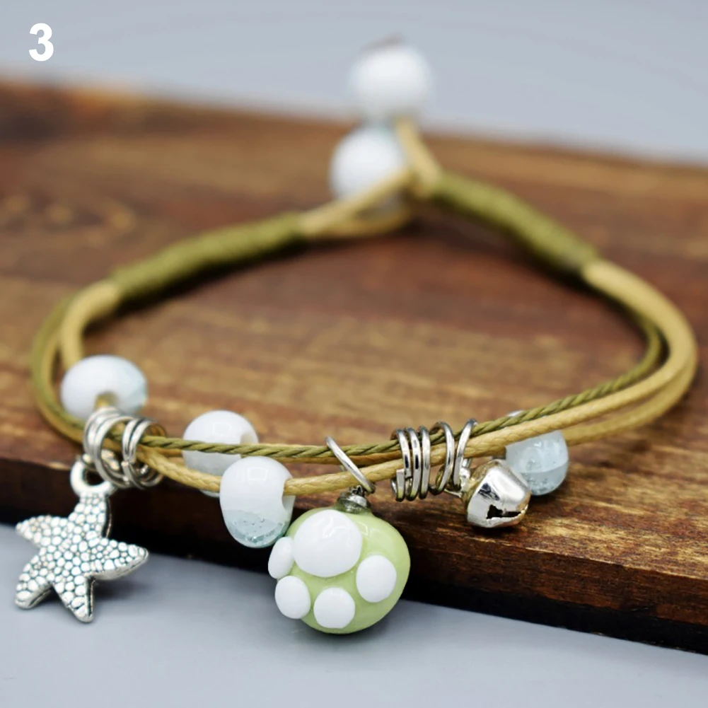 Винтажные Парные браслеты унисекс с кошачьими лапами/листьями в различных