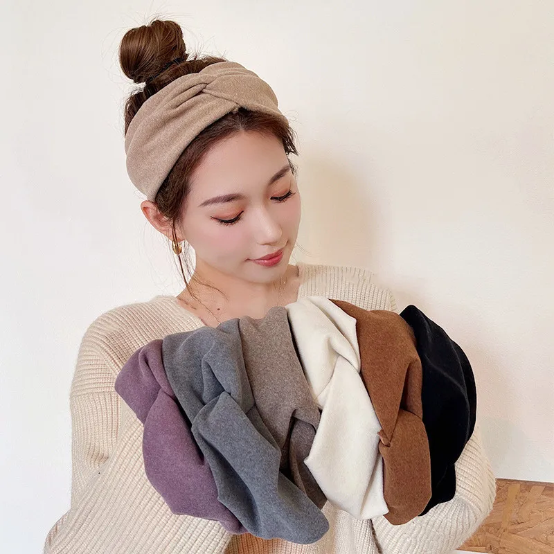 

Korean Temperament Wide Turban Headbands For Women Wash Face Make Up Simple Knot Yoga Sport Hairbands Headdress Hair Accessories