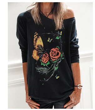 Летняя женская футболка с длинным рукавом модная Свободная Повседневная рубашка