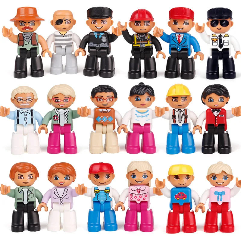 

Play House Doll Big Building Blocks Model Accessory Family Worker Doctor Firemen Toys For Children Compatible Bricks Figures Set
