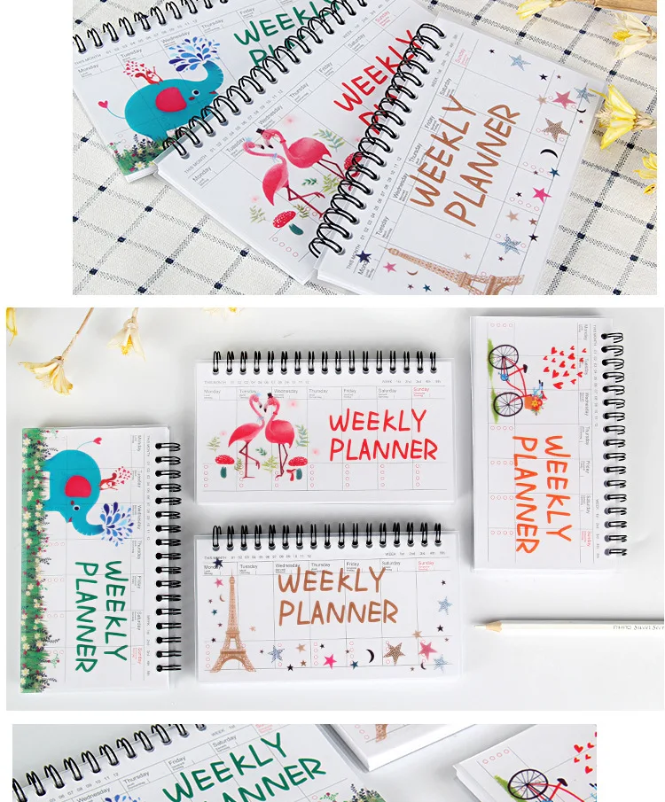 Планировщик, блокнот A6, портативный дневник, розовый дневник, еженедельный, ежемесячный, школьные принадлежности, органайзер, Расписание, стационарный