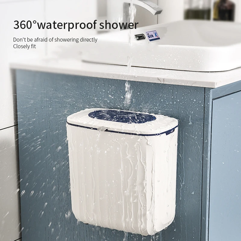 wall mounted trash can kitchen cabinet 8l wall hanging recycling waste bin with lid garbage bin kitchen bathroom toilet dustbin free global shipping