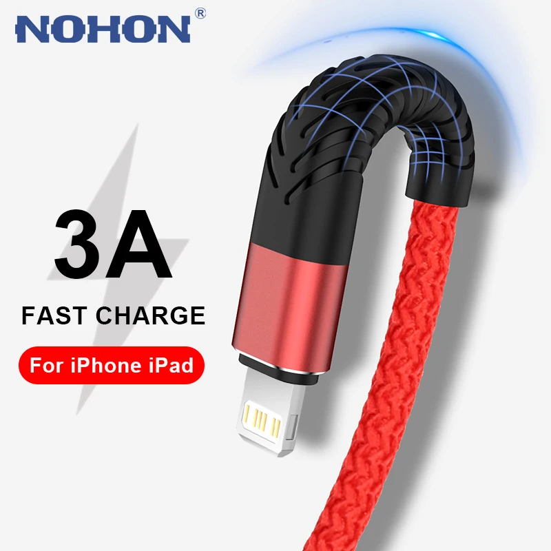 

Кабель NOHON USB для iPhone 11, 12, 13 Pro Max, Xs, X, XR, 8, 7, 6, 6s Plus, SE, iPad, мобильный телефон, с функцией быстрой зарядки и передачи данных, длинный провод