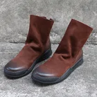 Женские ботильоны из натуральной кожи, черные ботинки с резиновой подошвой, осень 2019