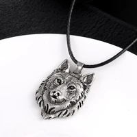 wolf head mens necklace retro fashion charm pendant accessories metal chain viking punk jewelry wholesale goods